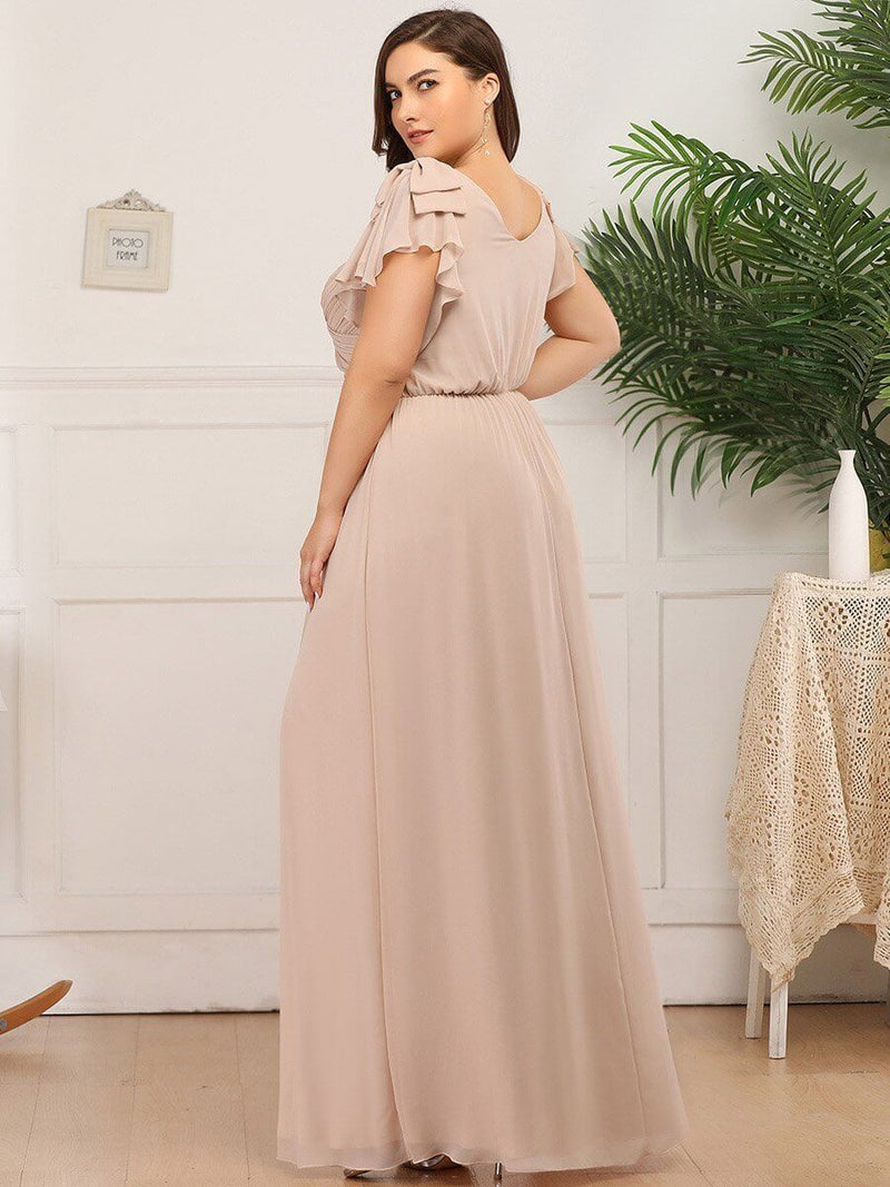 Leonora blush flutter sleeve chiffon dress s10 Express NZ wide - Bay Bridal and Ball Gowns