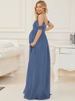 Lizzie thin strap maternity dress in dusky navy s8 Express NZ wide - Bay Bridal and Ball Gowns