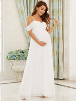 Lizzie thin strap maternity wedding dress in ivory - Bay Bridal and Ball Gowns