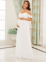Lizzie thin strap maternity wedding dress in ivory - Bay Bridal and Ball Gowns