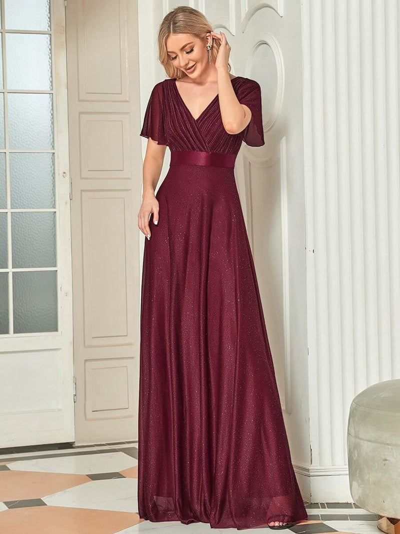 Lois plus size glittering formal dress in burgundy