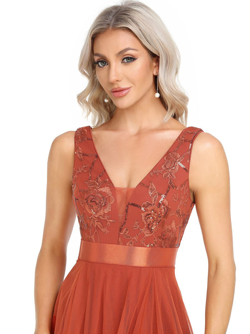 Loretta tulle High Low dress in burnt orange Express NZ wide - Bay Bridal and Ball Gowns