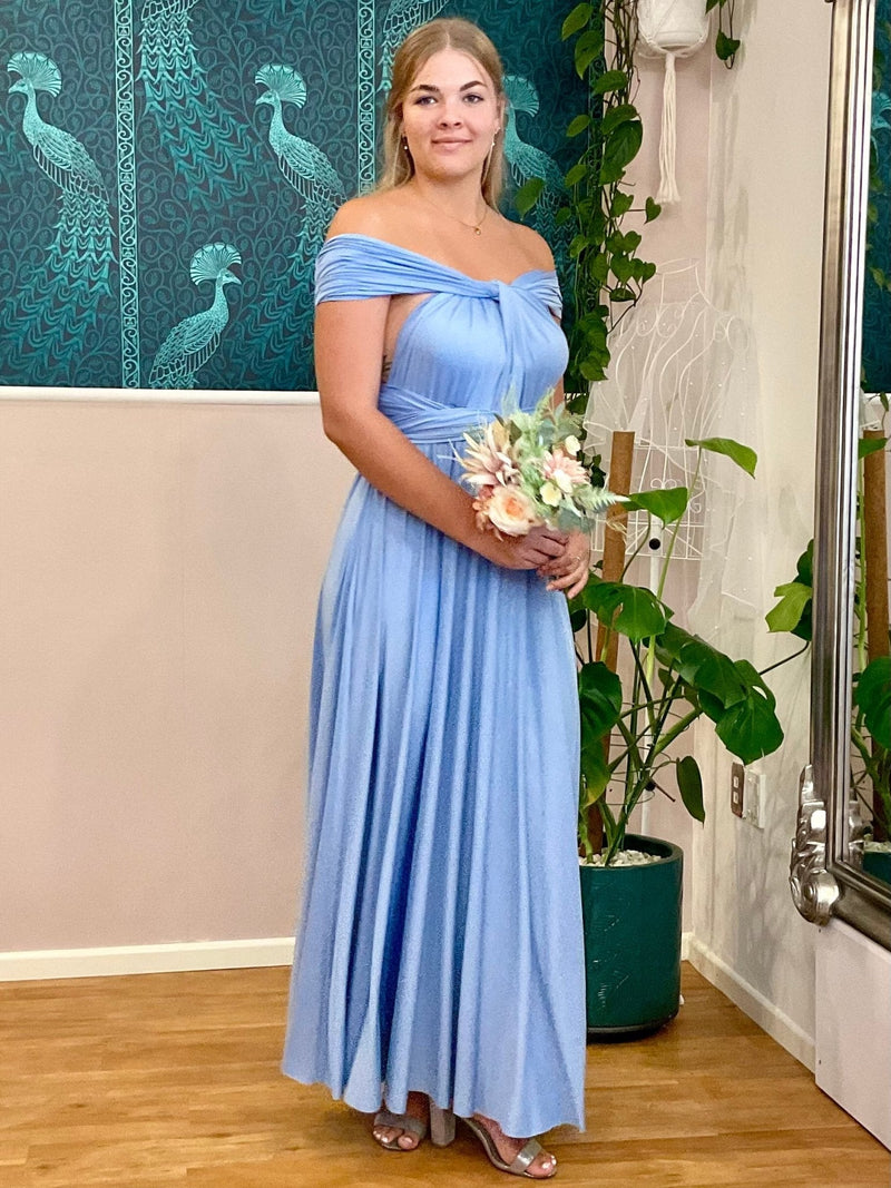 Luxe Belle Blue Convertible Infinity bridesmaid dress - Bay Bridal and Ball Gowns