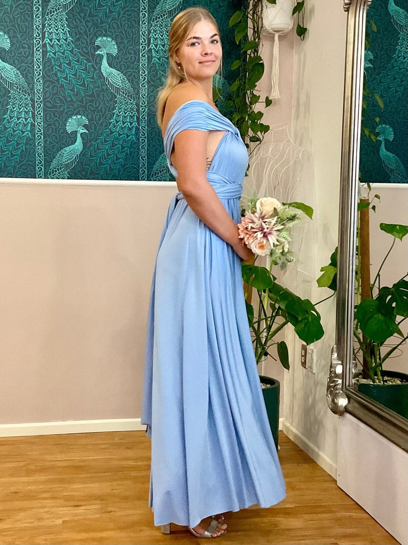 Luxe Belle Blue Convertible Infinity bridesmaid dress - Bay Bridal and Ball Gowns