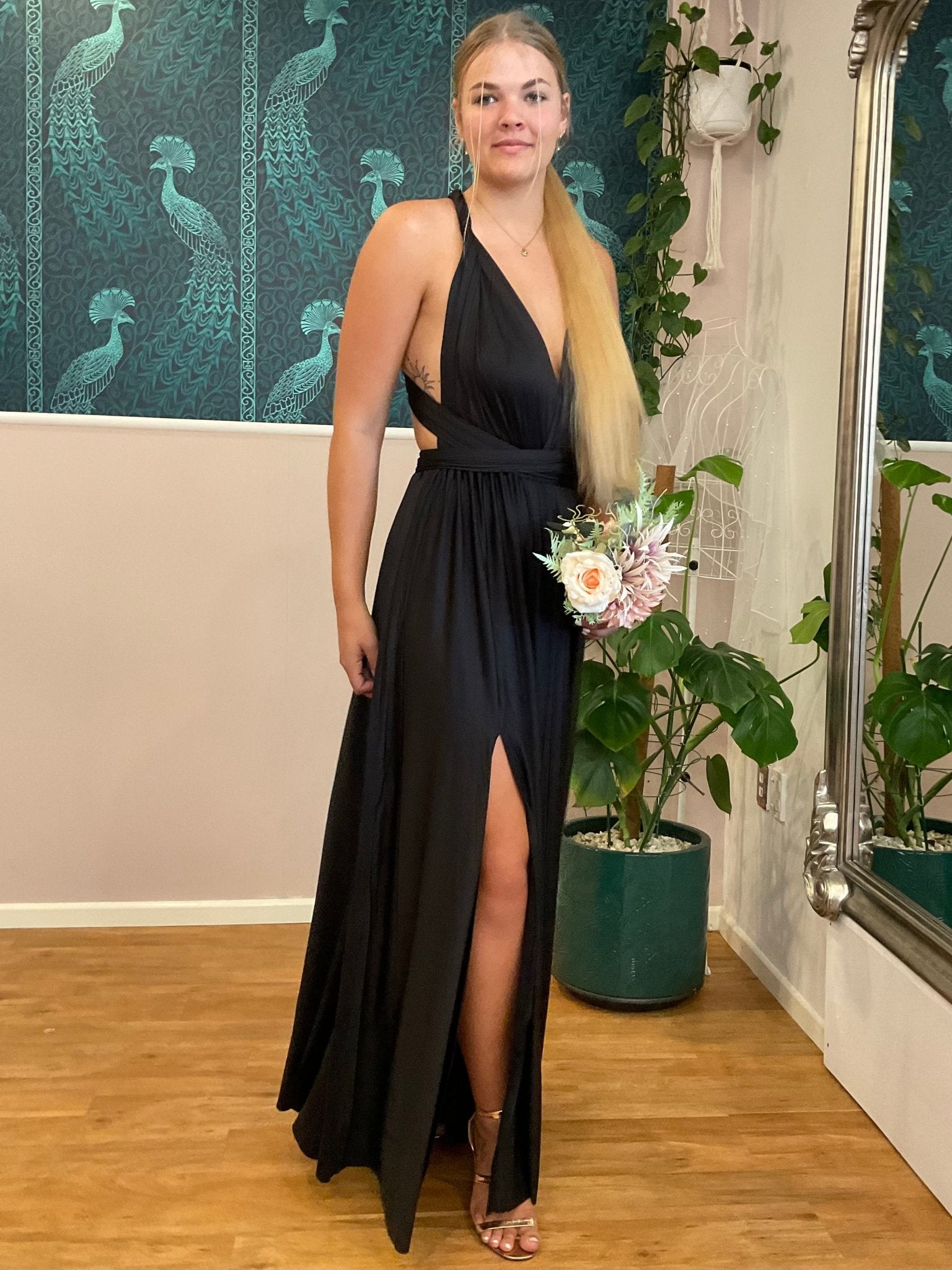 Black Infinity Dress With Slit Multiway Bridesmaid Dress NZ Luxe Black Infinity Gown With Slit Black Infinity Dress With Slit Multiway Bridesmaid Dress NZ Luxe Black Infinity Gown With Slit