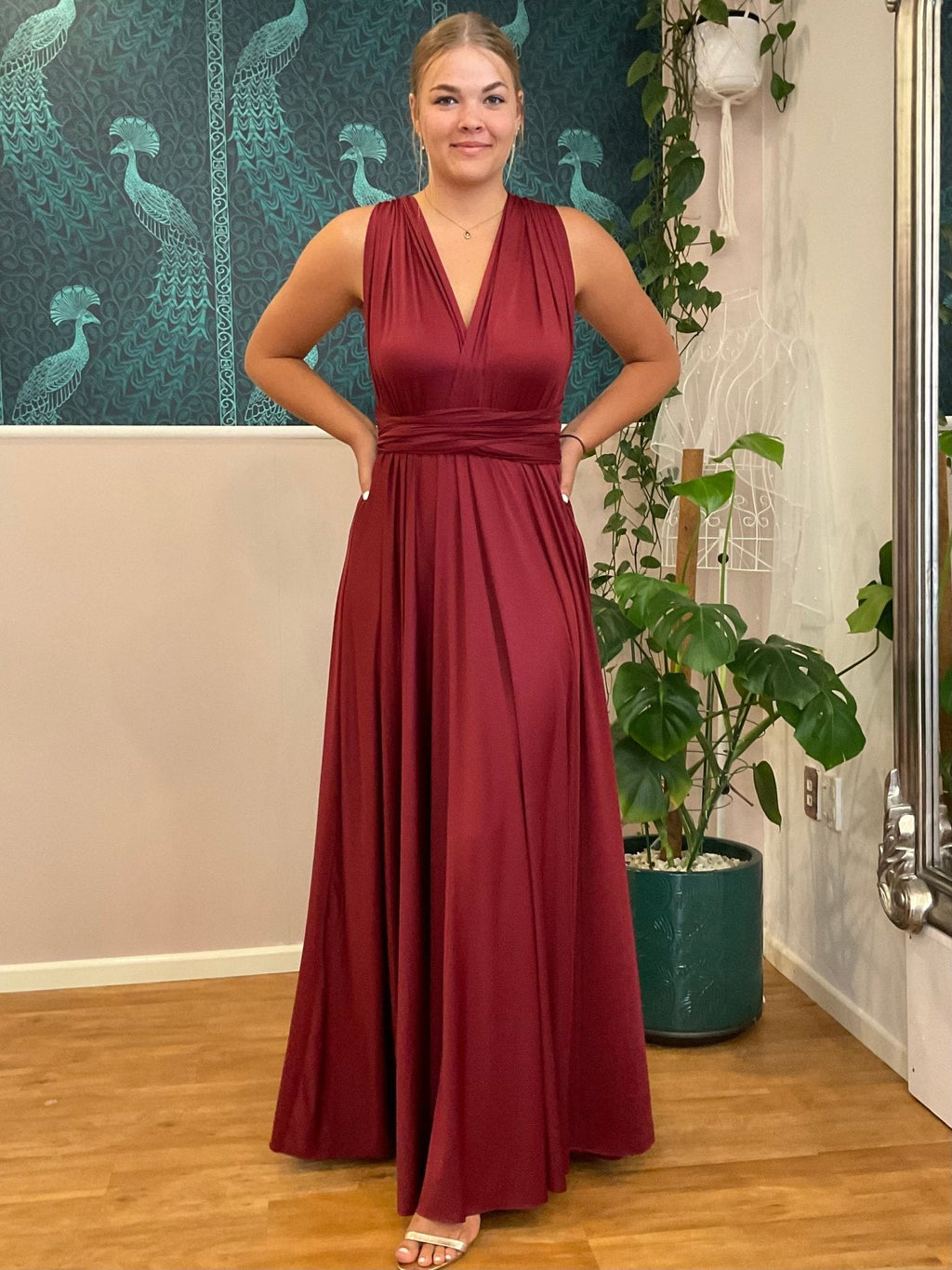 Luxe Burgundy Red Convertible Infinity bridesmaid dress Express NZ Wide - Bay Bridal and Ball Gowns