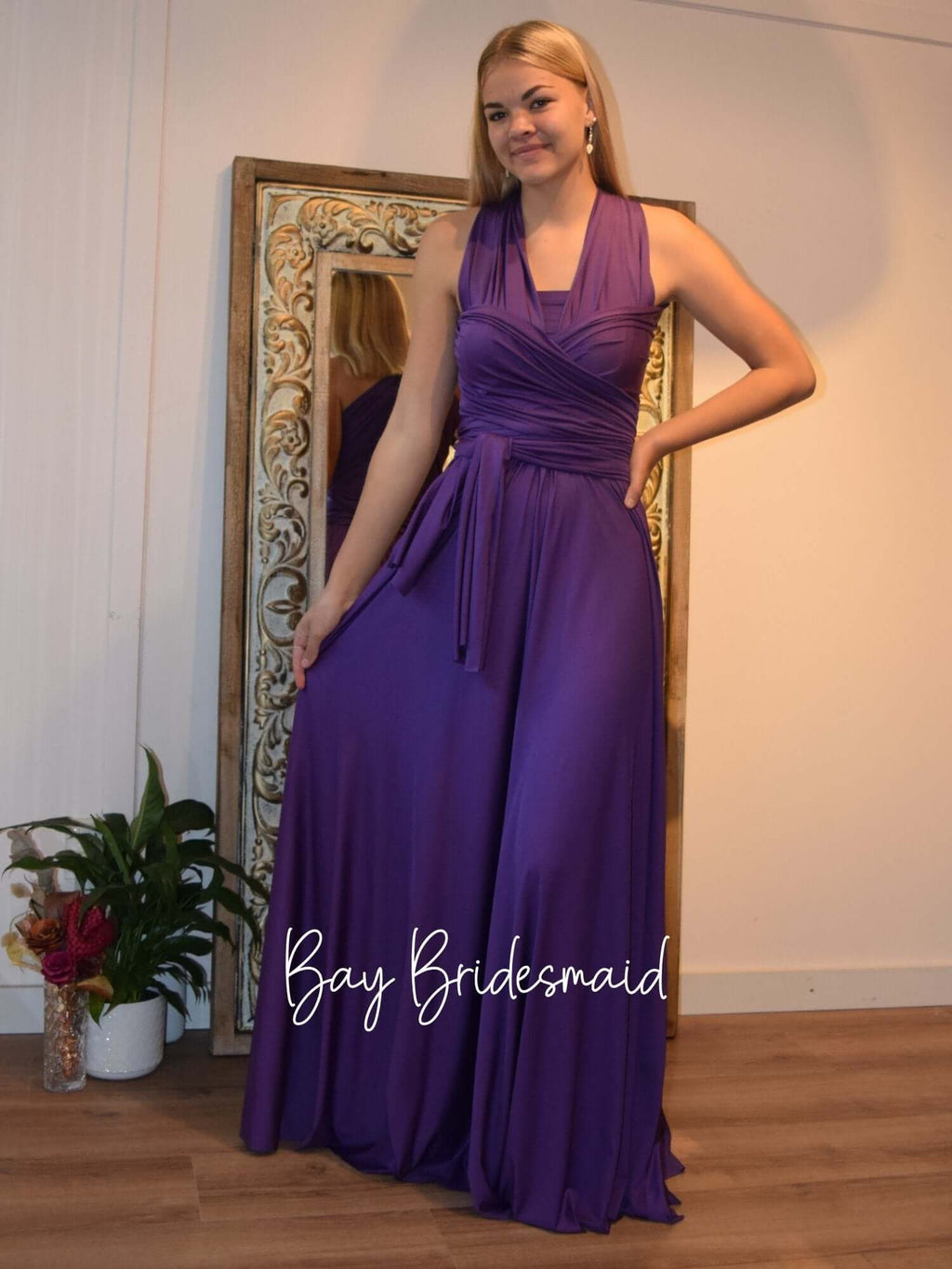 Luxe Cadbury Purple Convertible Infinity bridesmaid dress - Bay Bridal and Ball Gowns