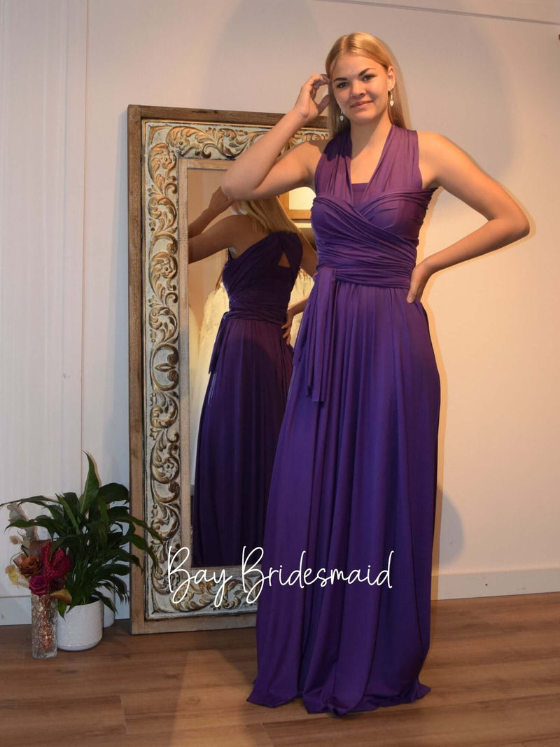 Luxe Cadbury Purple Convertible Infinity bridesmaid dress Express NZ wide - Bay Bridal and Ball Gowns