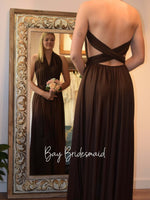 Luxe Chocolate Convertible Infinity bridesmaid dress - Bay Bridal and Ball Gowns