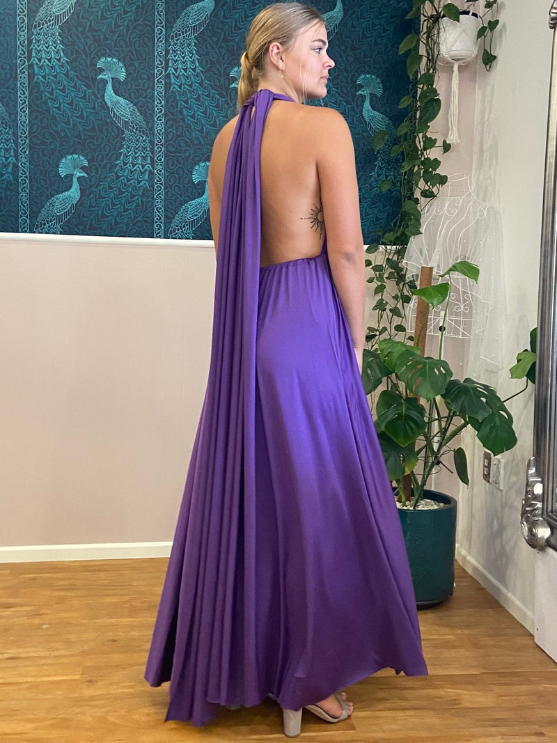 Luxe Darker Purple Convertible Infinity bridesmaid dress - Bay Bridal and Ball Gowns