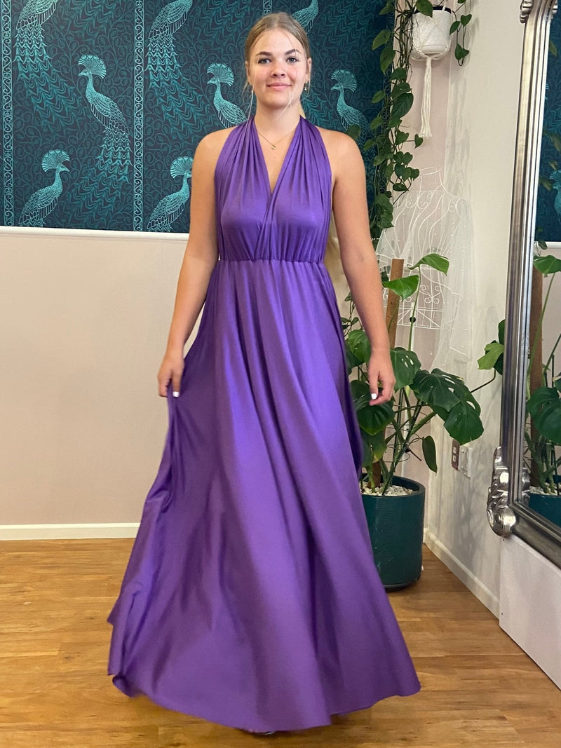 Luxe Darker Purple Convertible Infinity bridesmaid dress - Bay Bridal and Ball Gowns
