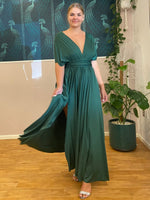Luxe Ever Green convertible Infinity dress with split Express NZ wide - Bay Bridal and Ball Gowns