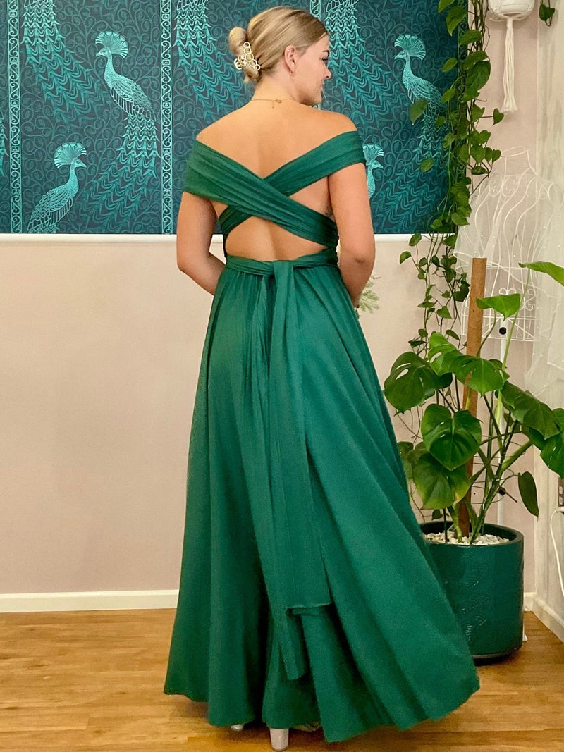 Luxe Ever Green Luxe convertible Infinity bridesmaid dress Express NZ wide - Bay Bridal and Ball Gowns