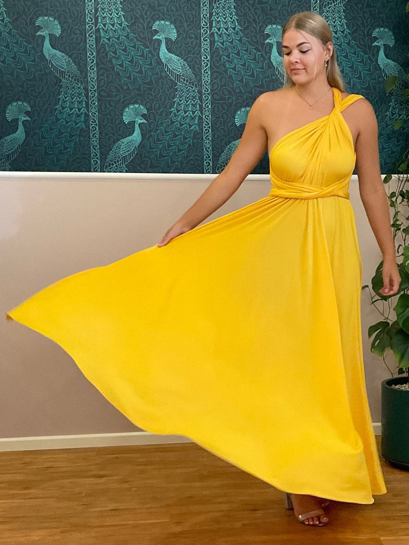 Luxe Gold Yellow Convertible Infinity bridesmaid dress - Bay Bridal and Ball Gowns
