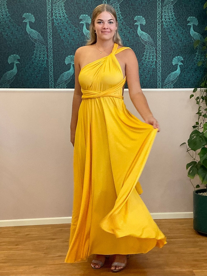 Luxe Gold Yellow Convertible Infinity bridesmaid dress - Bay Bridal and Ball Gowns