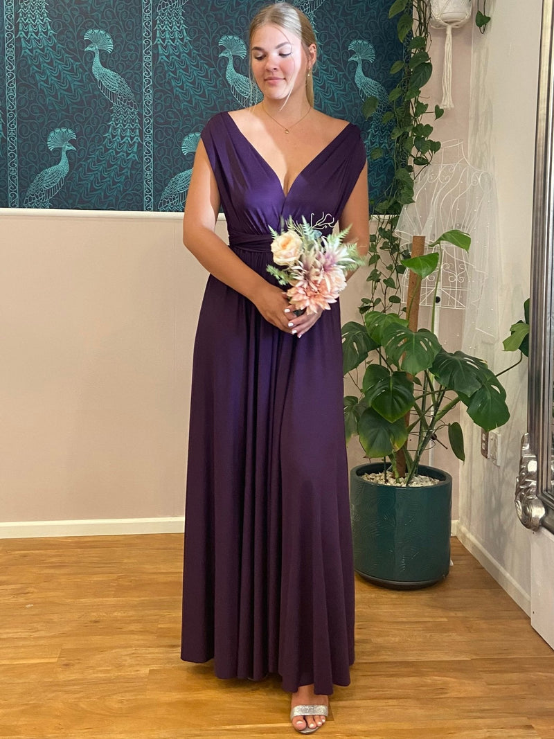 Luxe Grape Purple Convertible Infinity bridesmaid dress - Bay Bridal and Ball Gowns