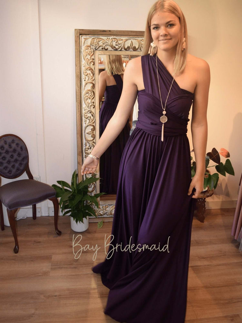 Luxe Grape Purple convertible Infinity bridesmaid dress Express NZ wide - Bay Bridal and Ball Gowns