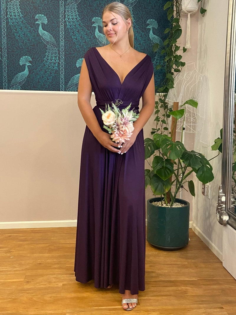 Luxe Grape Purple convertible Infinity bridesmaid dress Express NZ wide - Bay Bridal and Ball Gowns