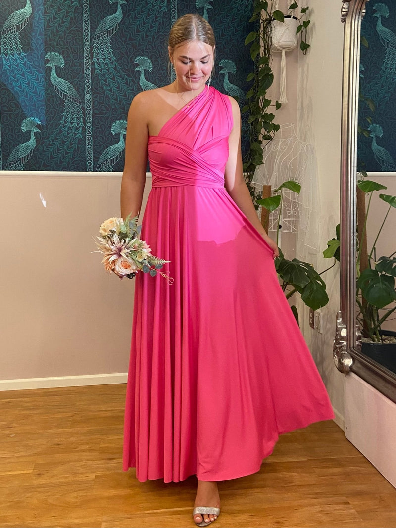 Luxe Hot Pink convertible Infinity bridesmaid dress - Bay Bridal and Ball Gowns