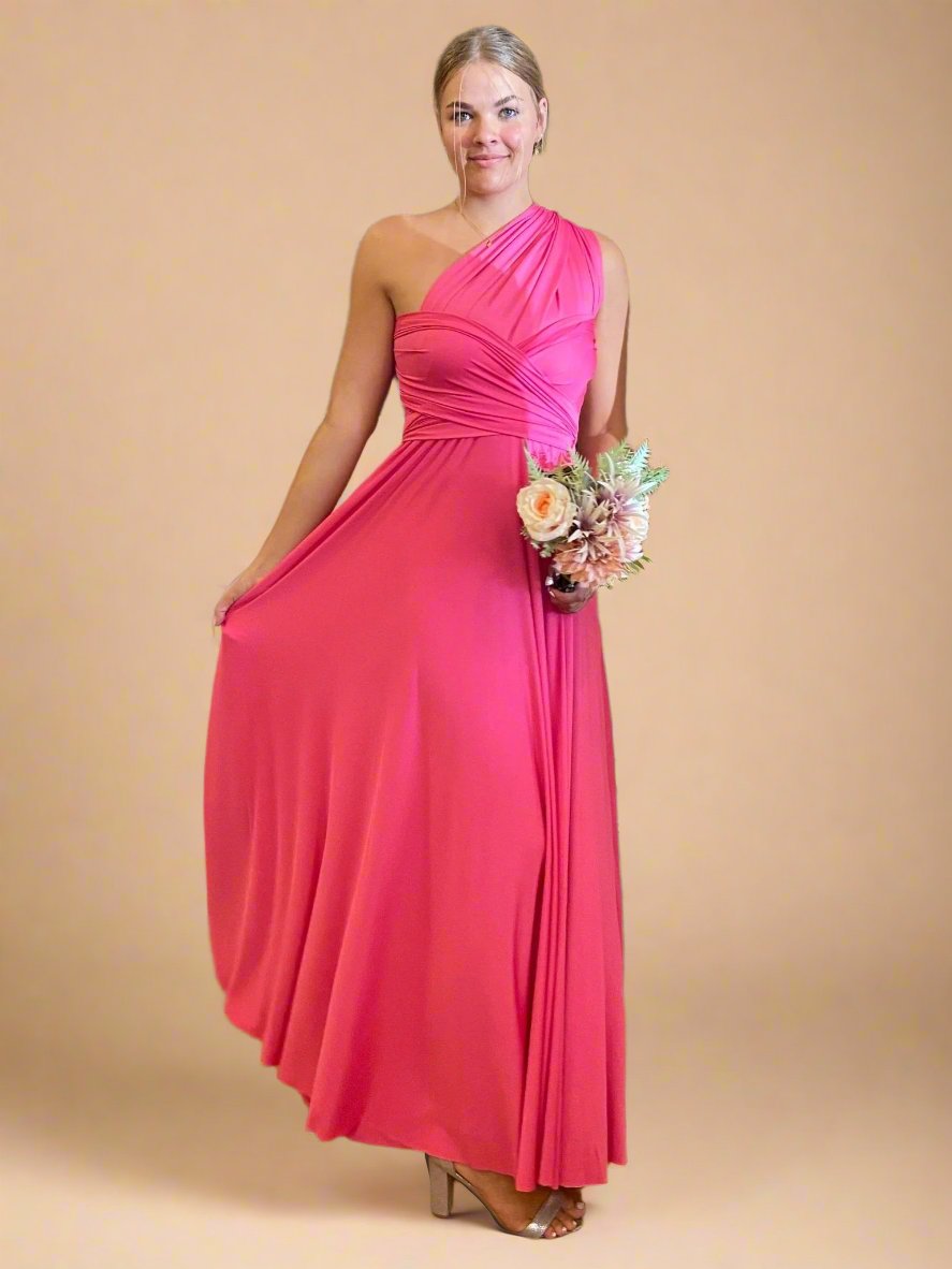 Luxe Hot Pink convertible Infinity bridesmaid dress Express NZ wide - Bay Bridal and Ball Gowns