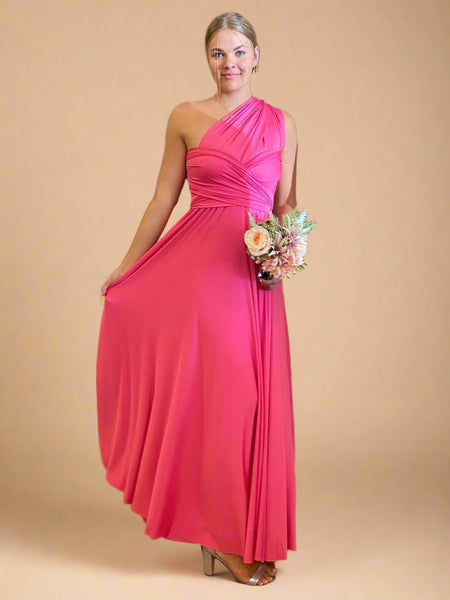 Hot Pink convertible Infinity Bridesmaid Dress