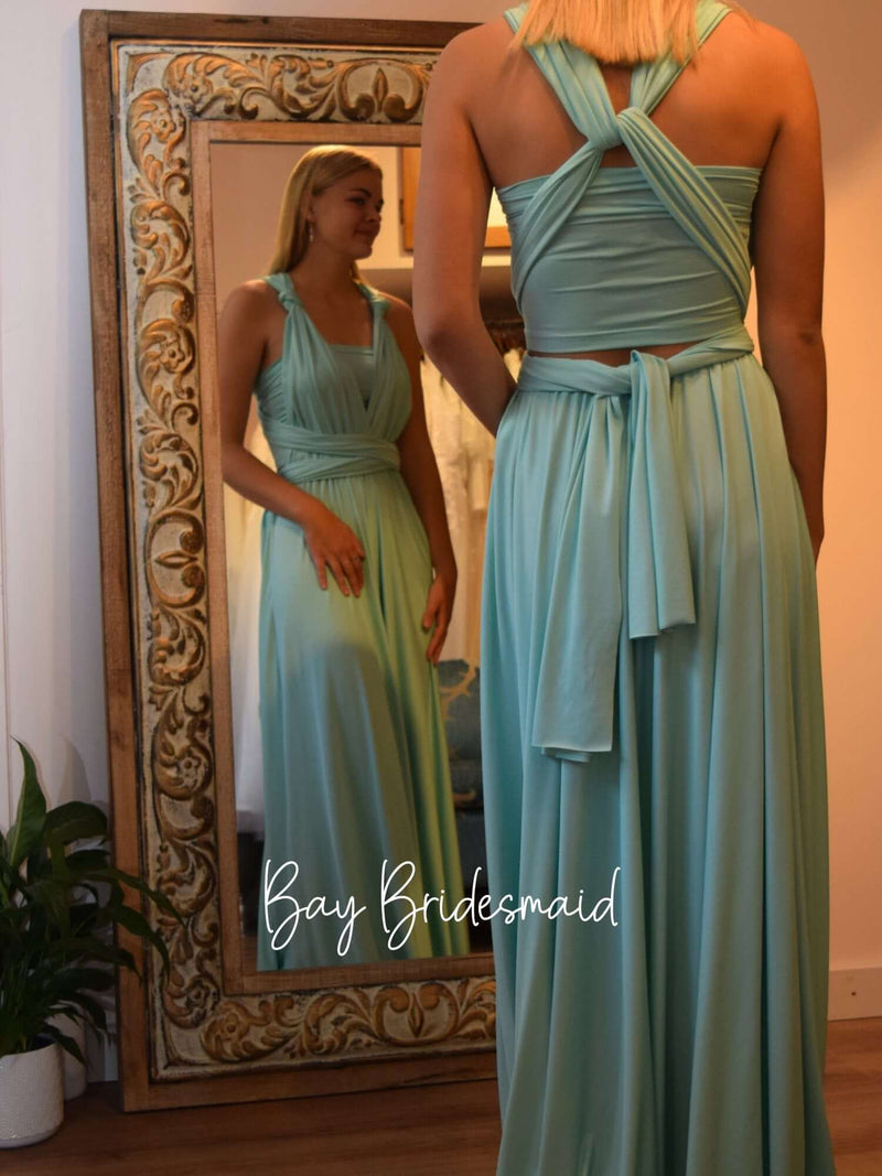 Luxe Ice Green Convertible Infinity bridesmaid dress - Bay Bridal and Ball Gowns