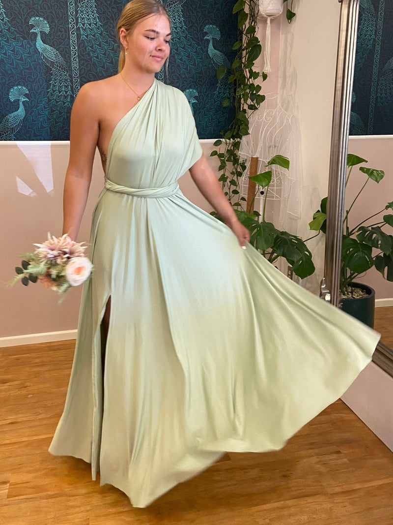 Light Olive Green Convertible Infinity Dress with Split