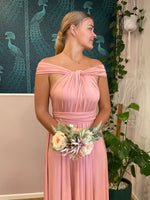Luxe Light Rose Pink Convertible Infinity bridesmaid dress - Bay Bridal and Ball Gowns