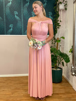Luxe Light Rose Pink Convertible Infinity bridesmaid dress - Bay Bridal and Ball Gowns