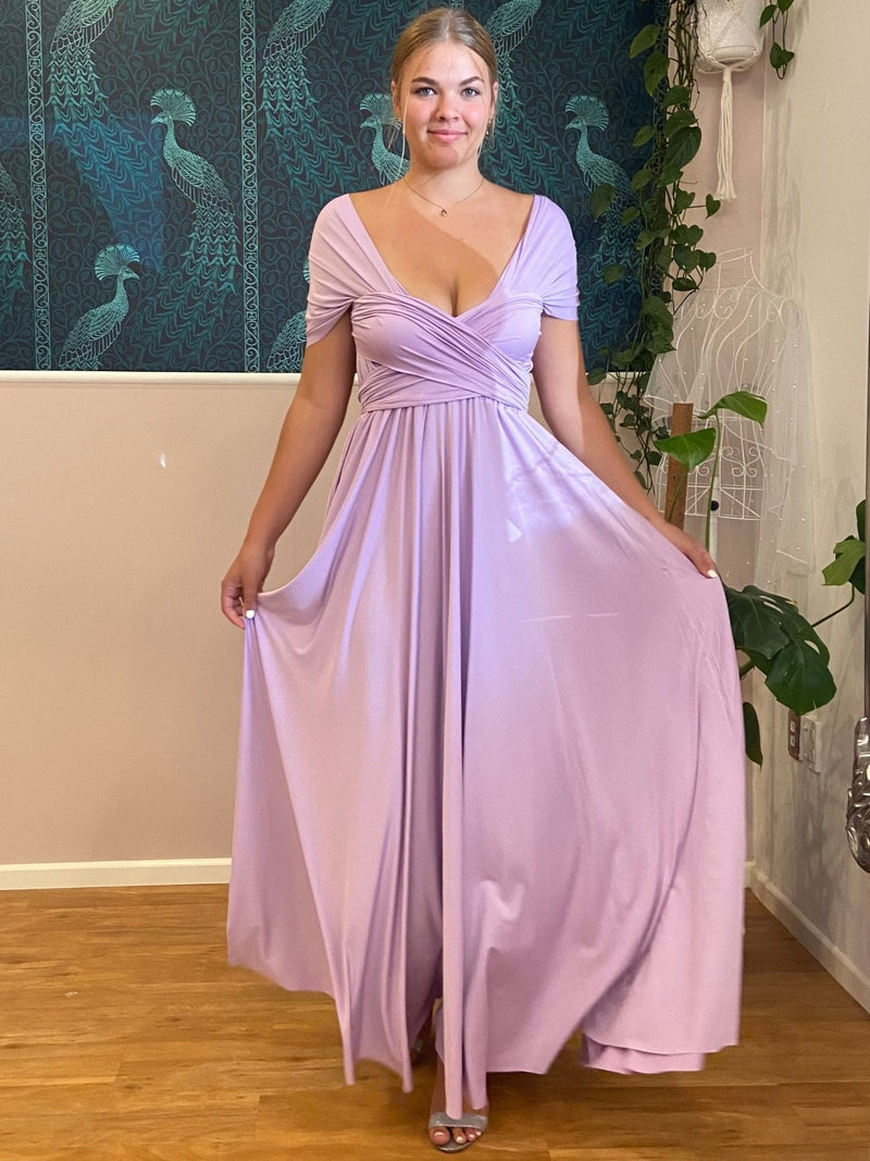 Luxe Lilac Purple convertible Infinity bridesmaid dress - Bay Bridal and Ball Gowns
