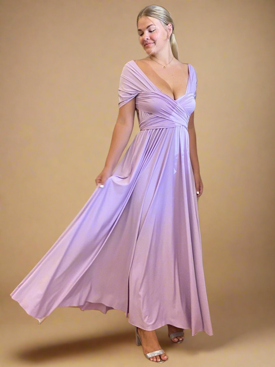 Luxe Lilac Purple convertible Infinity bridesmaid dress Express NZ wide - Bay Bridal and Ball Gowns