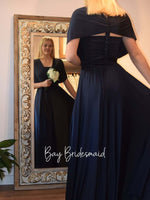 Luxe Navy Blue convertible Infinity bridesmaid dress - Bay Bridal and Ball Gowns