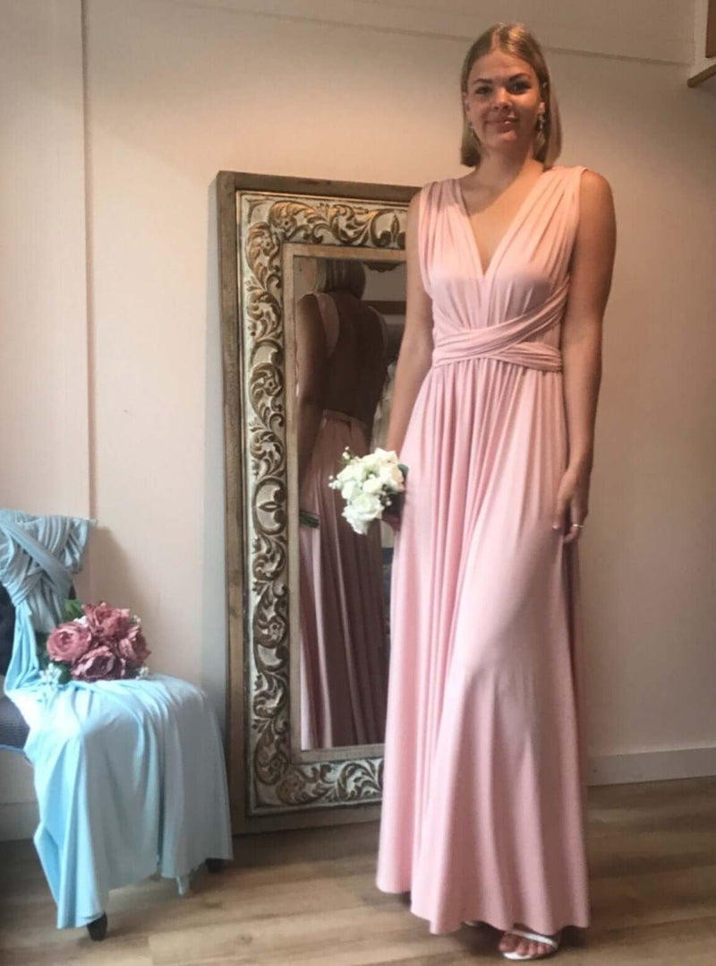 Luxe Nude Pink Convertible Infinity bridesmaid dress Express NZ wide - Bay Bridal and Ball Gowns