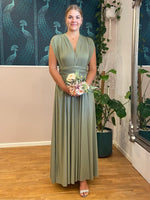 Luxe Olive Green Convertible Infinity bridesmaid dress with split Express NZ wide - Bay Bridal and Ball Gowns