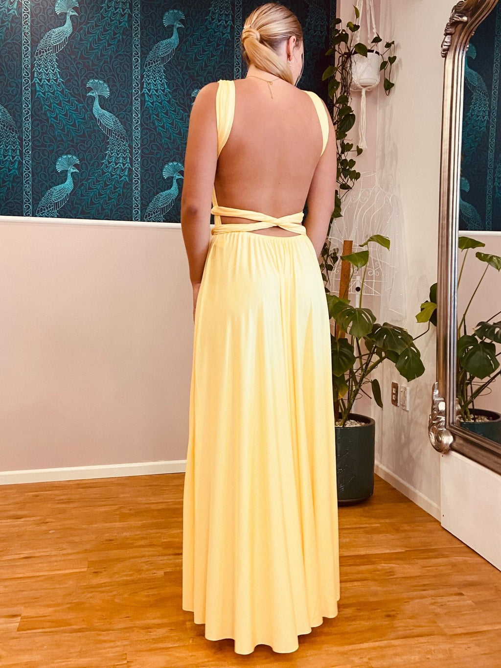 Luxe Pastel Yellow Convertible Infinity bridesmaid dress - Bay Bridal and Ball Gowns