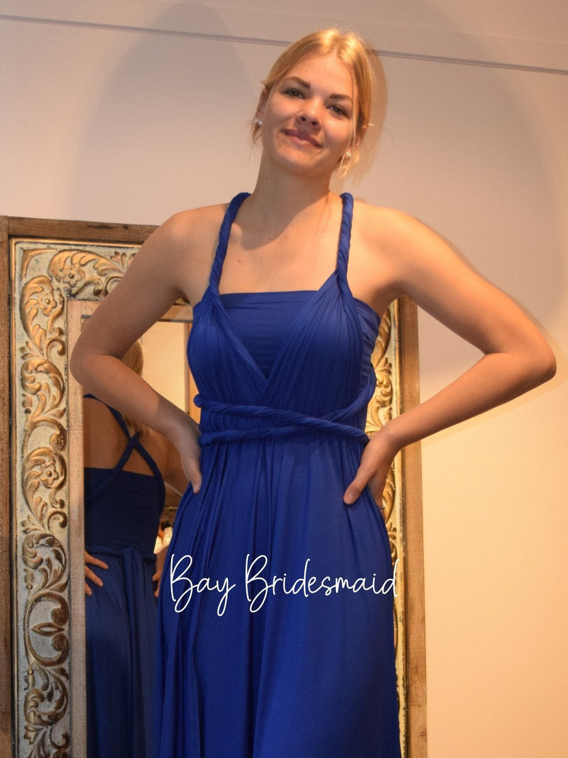 Luxe Royal Blue Convertible Infinity bridesmaid dress Express NZ wide - Bay Bridal and Ball Gowns