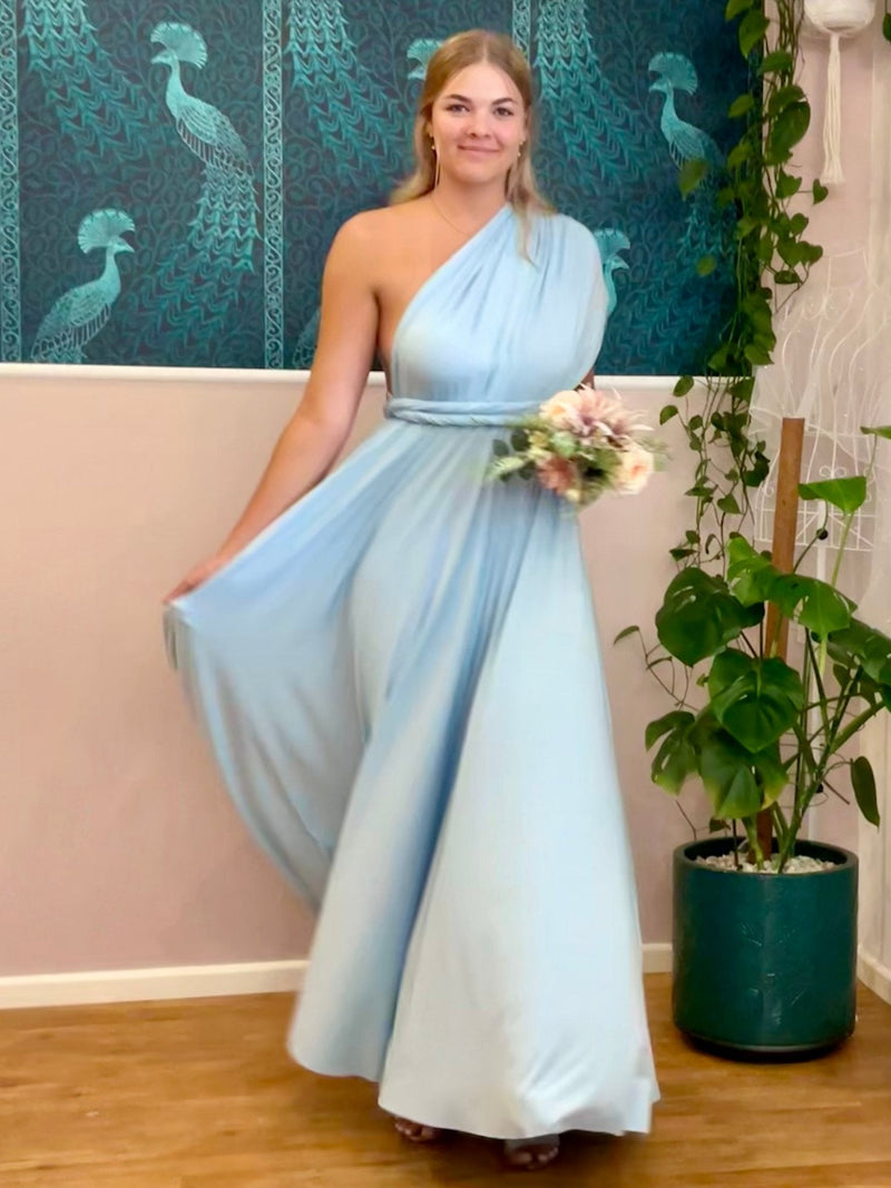 Luxe Sky Blue convertible Infinity bridesmaid dress - Bay Bridal and Ball Gowns