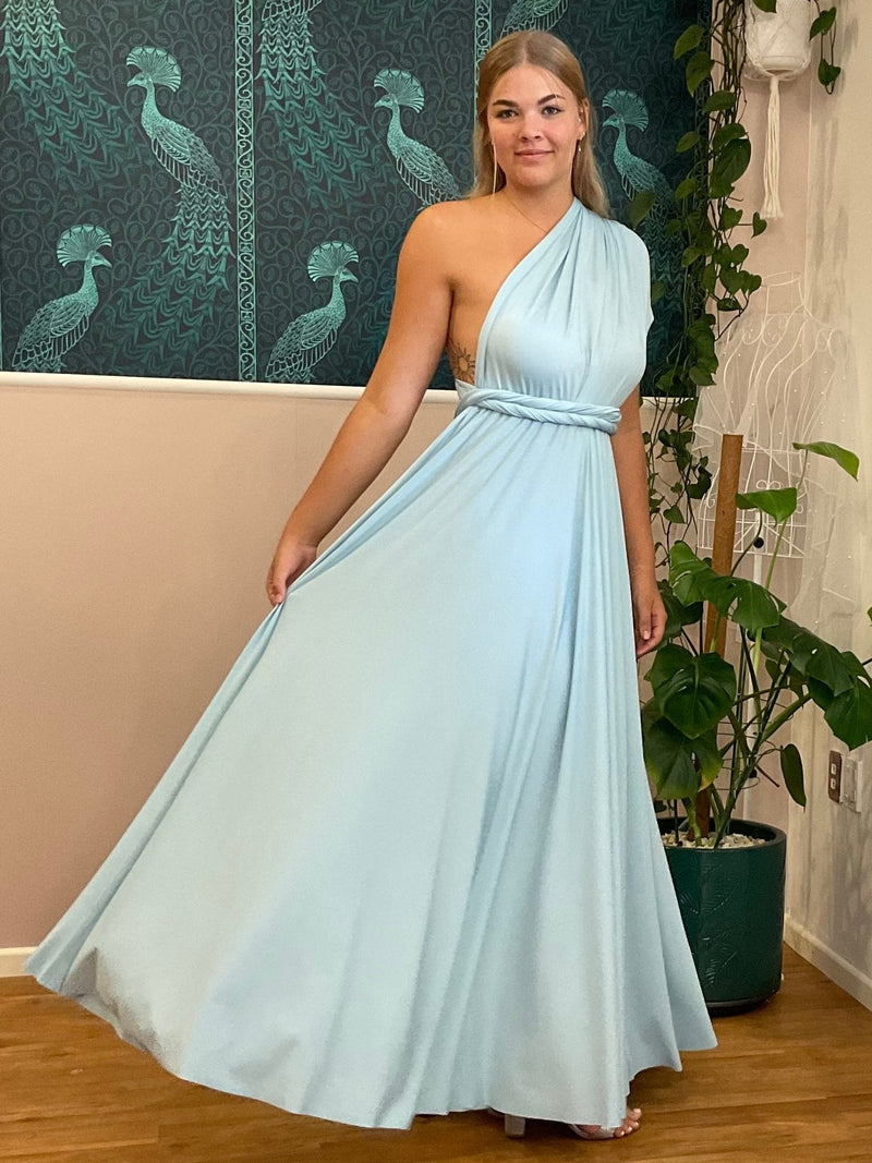 Luxe Sky Blue convertible Infinity bridesmaid dress - Bay Bridal and Ball Gowns