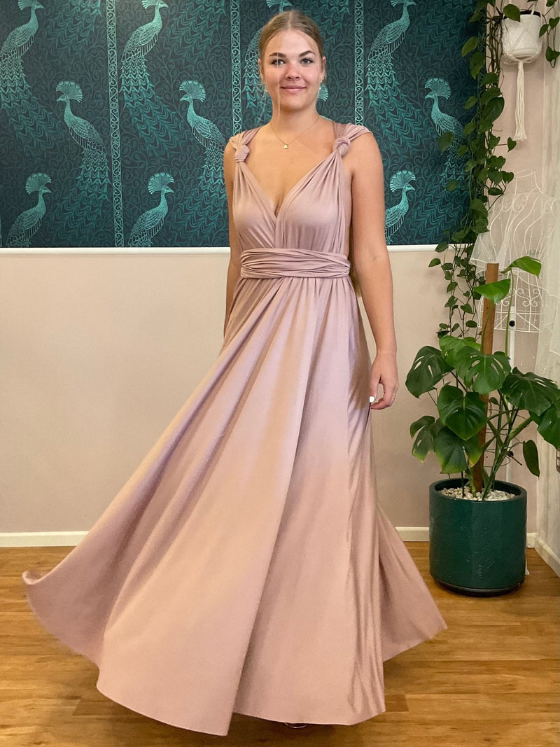 Luxe Taupe Convertible Infinity bridesmaid dress Express NZ wide - Bay Bridal and Ball Gowns