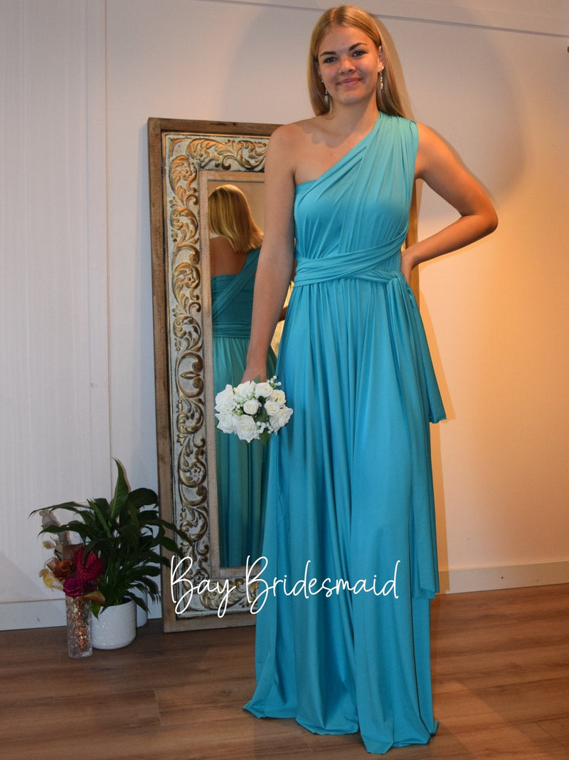 Luxe Tiffany Blue Convertible Infinity bridesmaid dress - Bay Bridal and Ball Gowns