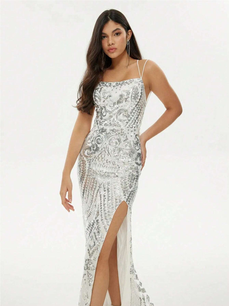 Macey white and silver lace up dress Express NZ wide - Bay Bridal and Ball Gowns