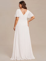 Malina Plus Size Ivory chiffon lotus hem wedding gown Express NZ wide - Bay Bridal and Ball Gowns