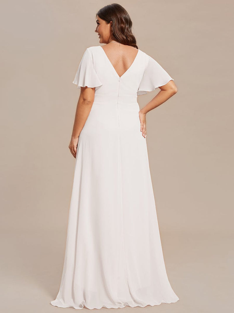 Malina white chiffon lotus hem wedding gown - Bay Bridal and Ball Gowns