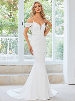 Marama ivory off shoulder thin strap wedding gown - Bay Bridal and Ball Gowns