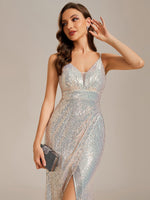 Marcia light rose/gold sequin occasions ball gown - Bay Bridal and Ball Gowns