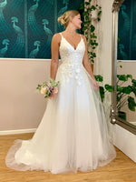 Meleana applique lace wedding gown ivory on ivory Express NZ wide - Bay Bridal and Ball Gowns