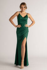 Mercedes emerald evening ball dress and split Express NZ wide - Bay Bridal and Ball Gowns