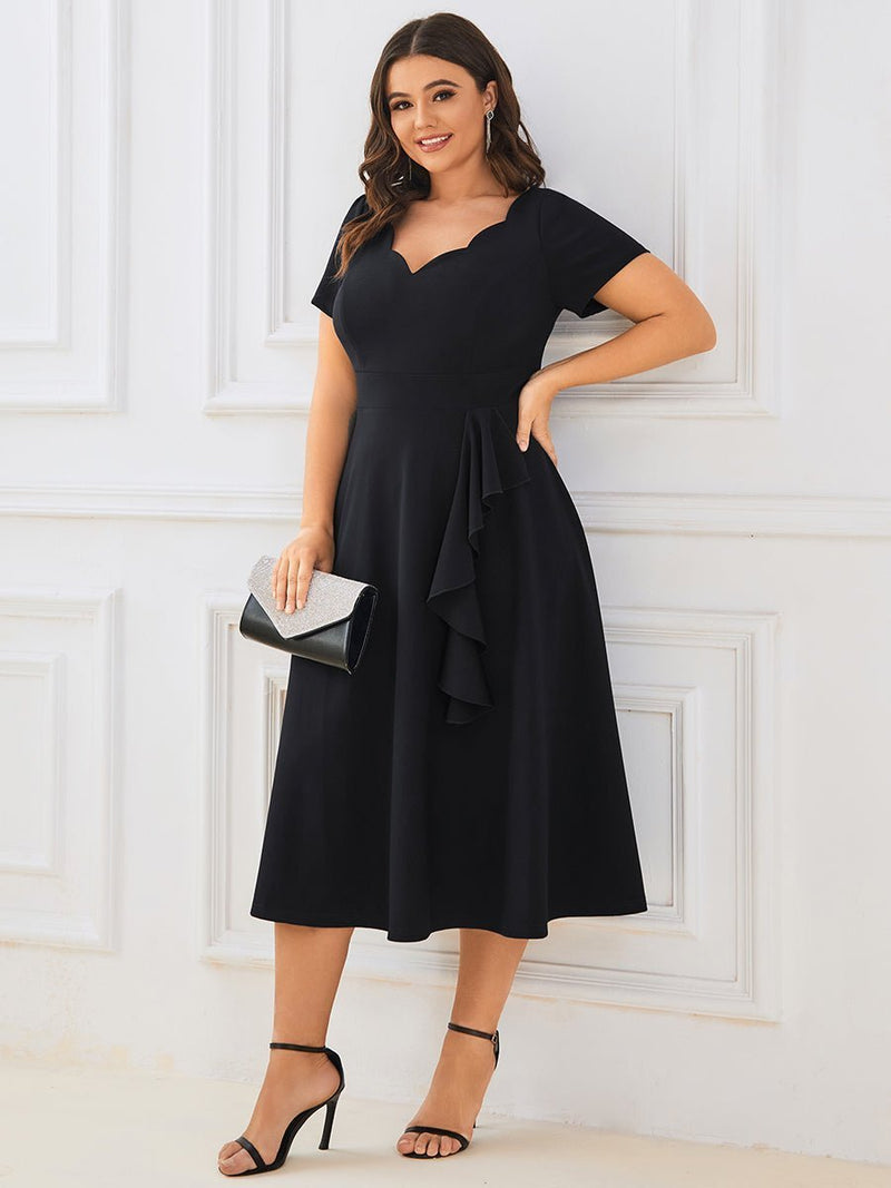 Miranda classic tea length dress in black s12-14 Express NZ wide - Bay Bridal and Ball Gowns
