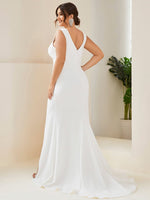 Nadine modern wedding dress with split and train in Ivory - Bay Bridal and Ball Gowns