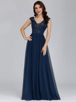 Natalia tulle and sequin bridesmaid or ball dress navy size 20 Express NZ wide - Bay Bridal and Ball Gowns